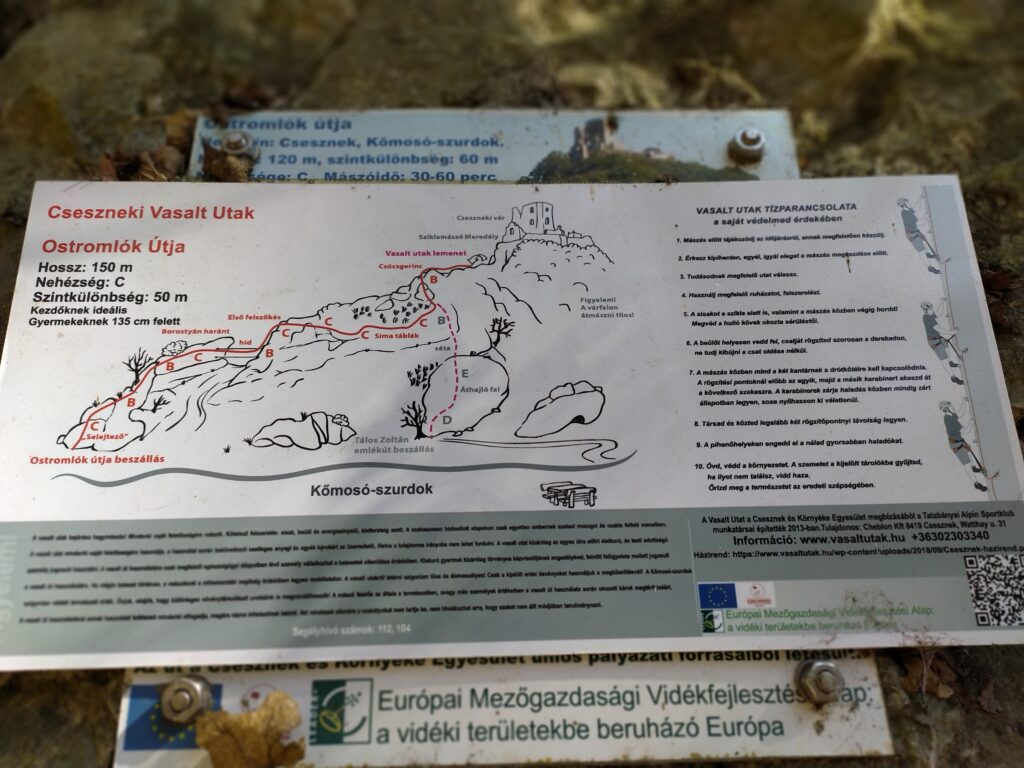 Csesznek- Ostromlók útja Viaferrata térkép