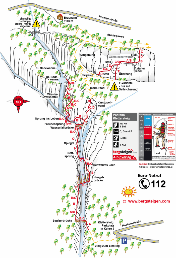 Postalmklamm klettersteig: izgalmas kaland, garantált adrenalin 3 postalm klettersteig térkép